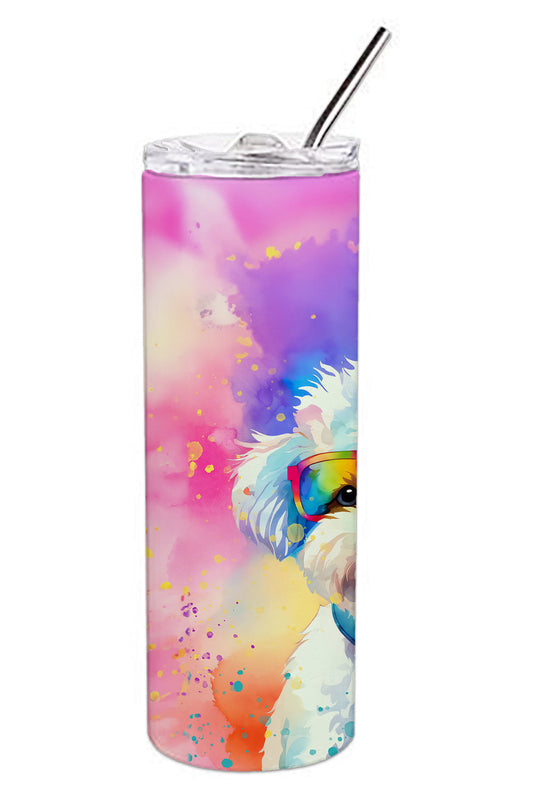 Bichon Frise Hippie Dawg Stainless Steel Skinny Tumbler Vacuum Double Walled Reusable Insulated Tumbler Travel Cup for Coffee Cocktails Gift with Lid, 20 oz - Renee Lane Company