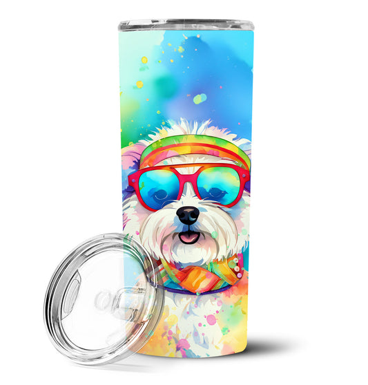 Bichon Frise Hippie Dawg Stainless Steel Skinny Tumbler Vacuum Double Walled Reusable Insulated Tumbler Travel Cup for Coffee Cocktails Gift with Lid, 20 oz - Renee Lane Company
