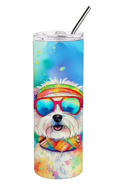 Bichon Frise Hippie Dawg Stainless Steel Skinny Tumbler Vacuum Double Walled Reusable Insulated Tumbler Travel Cup for Coffee Cocktails Gift with Lid, 20 oz - Renee Lane Company