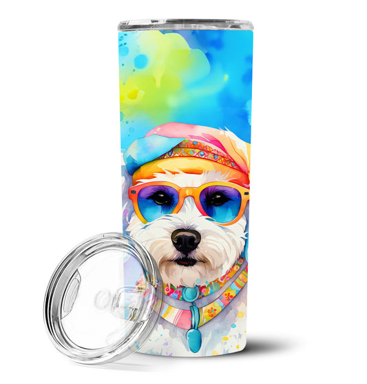 Bichon Frise Hippie Dawg Stainless Steel Skinny Tumbler Vacuum Double Walled Reusable Insulated Tumbler Travel Cup for Coffee Cocktails Gift with Lid, 20 oz - Renee Lane Company