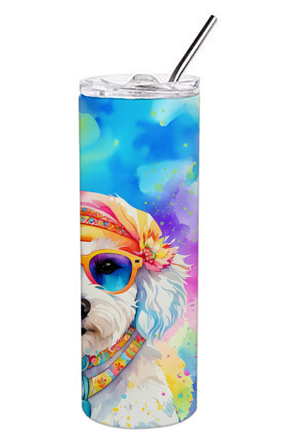 Bichon Frise Hippie Dawg Stainless Steel Skinny Tumbler Vacuum Double Walled Reusable Insulated Tumbler Travel Cup for Coffee Cocktails Gift with Lid, 20 oz - Renee Lane Company
