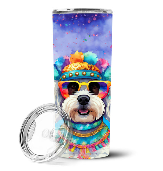 Bichon Frise Hippie Dawg Stainless Steel Skinny Tumbler Vacuum Double Walled Reusable Insulated Tumbler Travel Cup for Coffee Cocktails Gift with Lid, 20 oz - Renee Lane Company