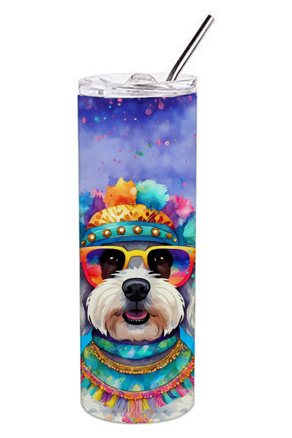 Bichon Frise Hippie Dawg Stainless Steel Skinny Tumbler Vacuum Double Walled Reusable Insulated Tumbler Travel Cup for Coffee Cocktails Gift with Lid, 20 oz - Renee Lane Company