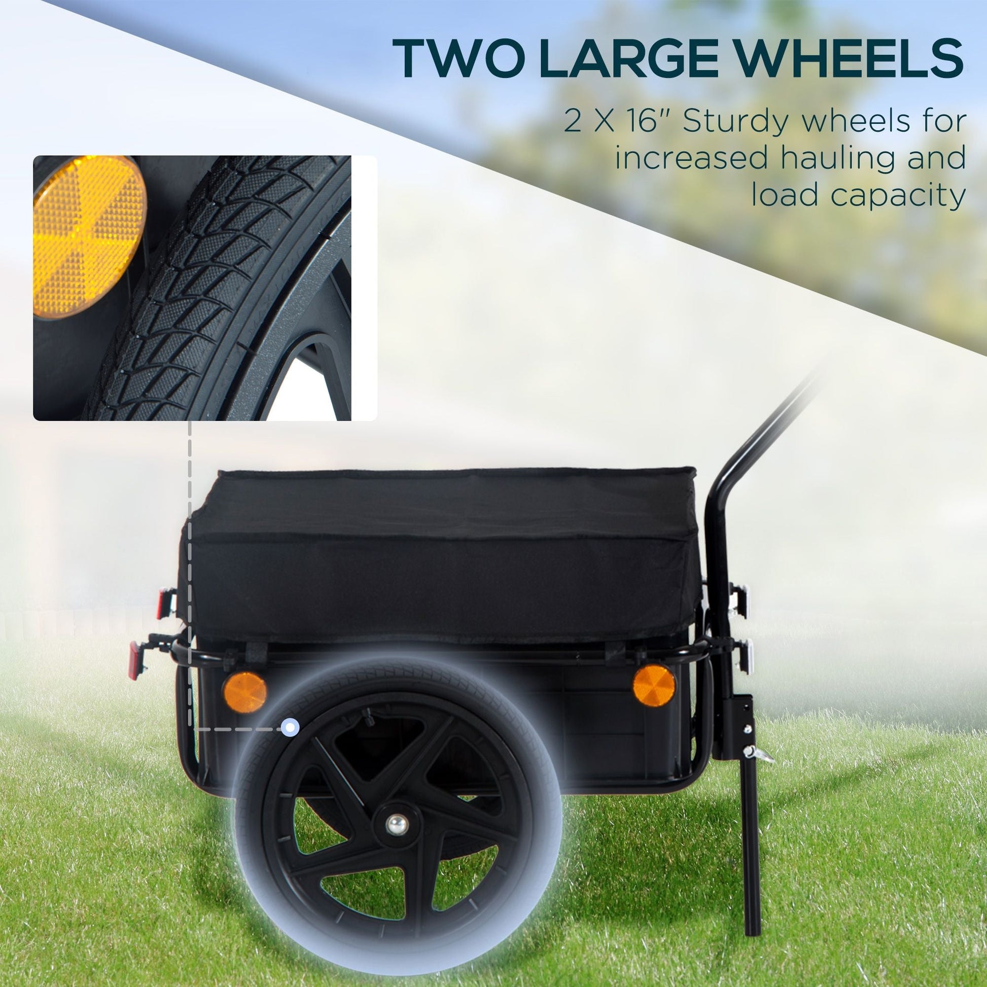 Bicycle Cargo Trailer with Removable Box and Waterproof Cover, Bike Wagon Trailer with Two 16in Wheels - Renee Lane Company