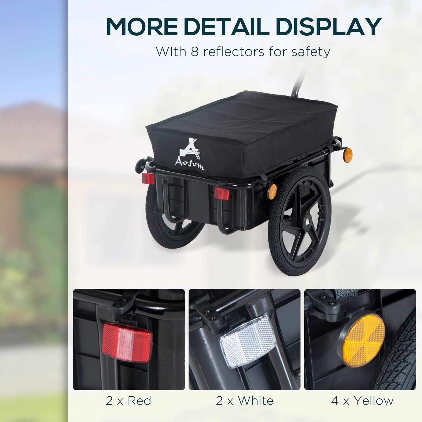 Bicycle Cargo Trailer with Removable Box and Waterproof Cover, Bike Wagon Trailer with Two 16in Wheels - Renee Lane Company