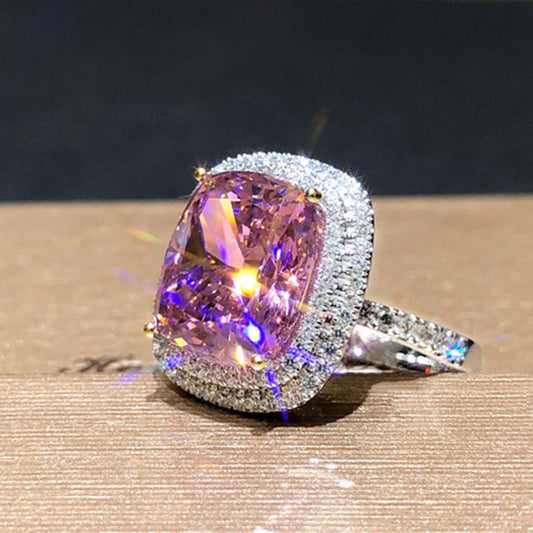 Big Pink Zirconia Wedding Romantic Bridal Party Women Rings Valentine's Day Gift - Renee Lane Company