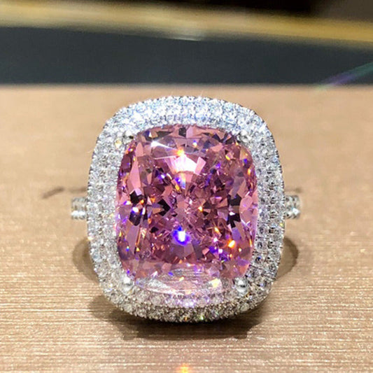 Big Pink Zirconia Wedding Romantic Bridal Party Women Rings Valentine's Day Gift - Renee Lane Company