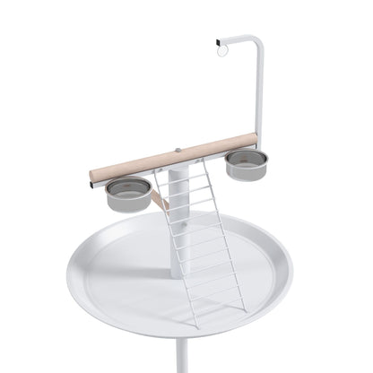Bird Stand with Wheels, Perches, Feed Bowls, Round Tray for Parrot - Renee Lane Company