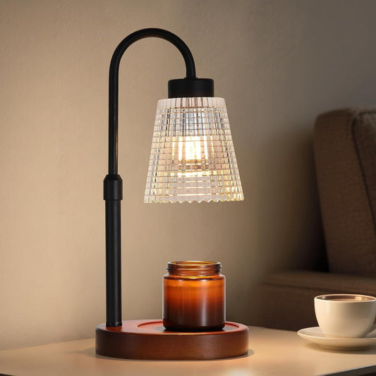 Black Candle Warmer Lamp WithTimer and Dimmer,Fragrance Electric Wax Melt Warmer with 2 Bulbs,Scented Jar Lamp,Mother's Day/Birthday/Christmas Gifts for Mom/Wife,Home Decor,Adjustable Height - Renee Lane Company