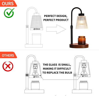 Black Candle Warmer Lamp WithTimer and Dimmer,Fragrance Electric Wax Melt Warmer with 2 Bulbs,Scented Jar Lamp,Mother's Day/Birthday/Christmas Gifts for Mom/Wife,Home Decor,Adjustable Height - Renee Lane Company