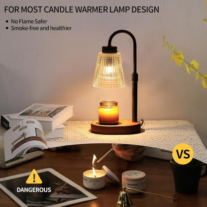 Black Candle Warmer Lamp WithTimer and Dimmer,Fragrance Electric Wax Melt Warmer with 2 Bulbs,Scented Jar Lamp,Mother's Day/Birthday/Christmas Gifts for Mom/Wife,Home Decor,Adjustable Height - Renee Lane Company