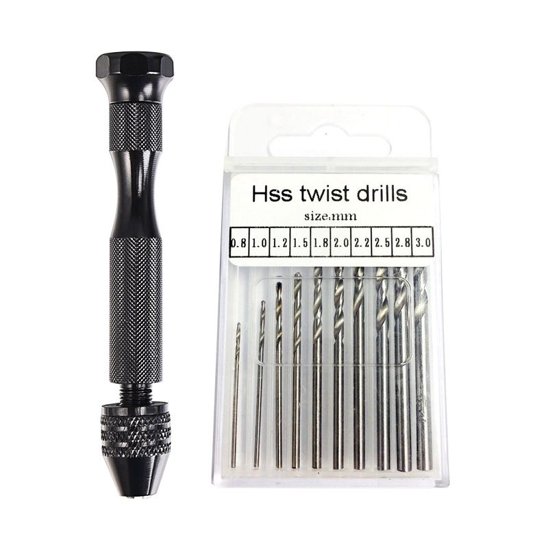 Black Hand Twist Drill 0.3-3.4mm Vajra Bodhi Woodworking Drilling Manual Punching Tool Twist Drill Set - Renee Lane Company