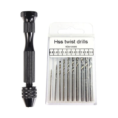 Black Hand Twist Drill 0.3-3.4mm Vajra Bodhi Woodworking Drilling Manual Punching Tool Twist Drill Set - Renee Lane Company