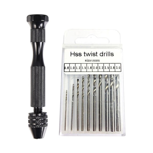Black Hand Twist Drill 0.3-3.4mm Vajra Bodhi Woodworking Drilling Manual Punching Tool Twist Drill Set - Renee Lane Company