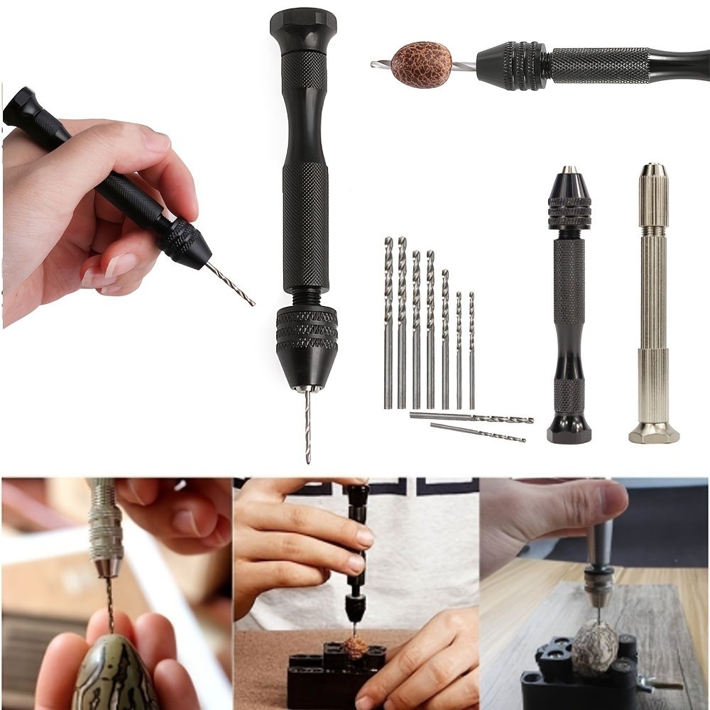 Black Hand Twist Drill 0.3-3.4mm Vajra Bodhi Woodworking Drilling Manual Punching Tool Twist Drill Set - Renee Lane Company