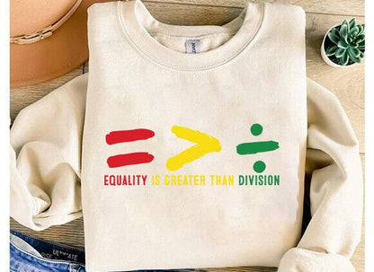 Unisex off-white graphic t-shirt with multicolor Equality slogan and symbol print