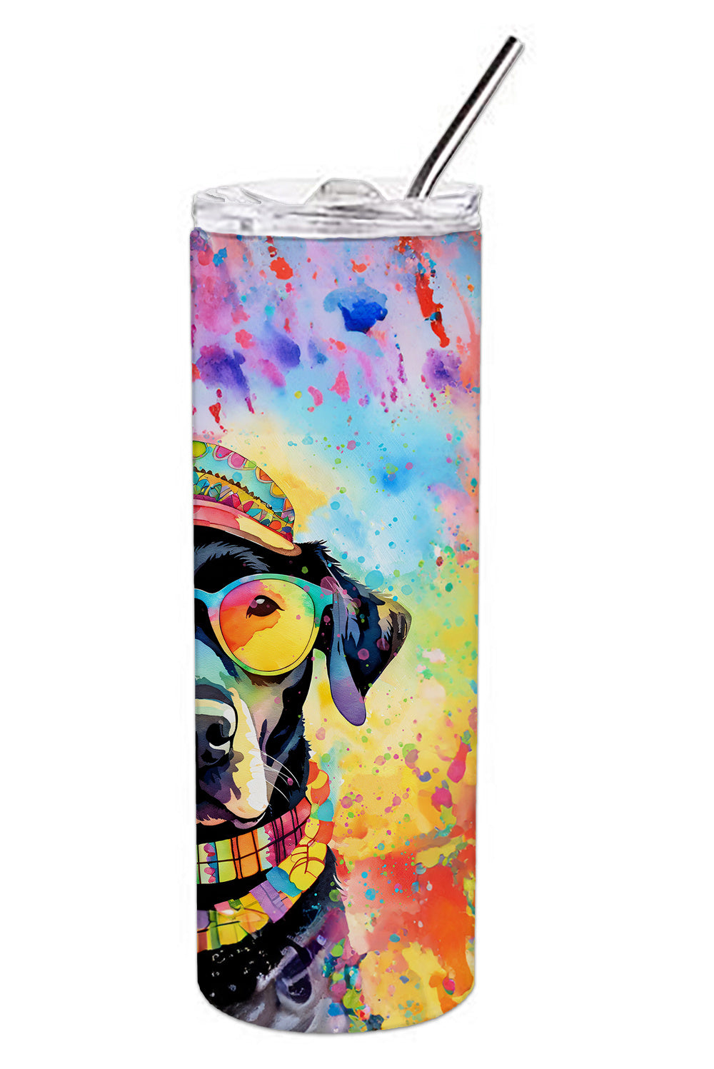 Black Labrador Hippie Dawg Stainless Steel Skinny Tumbler Vacuum Double Walled Reusable Insulated Tumbler Travel Cup for Coffee Cocktails Gift with Lid, 20 oz - Renee Lane Company