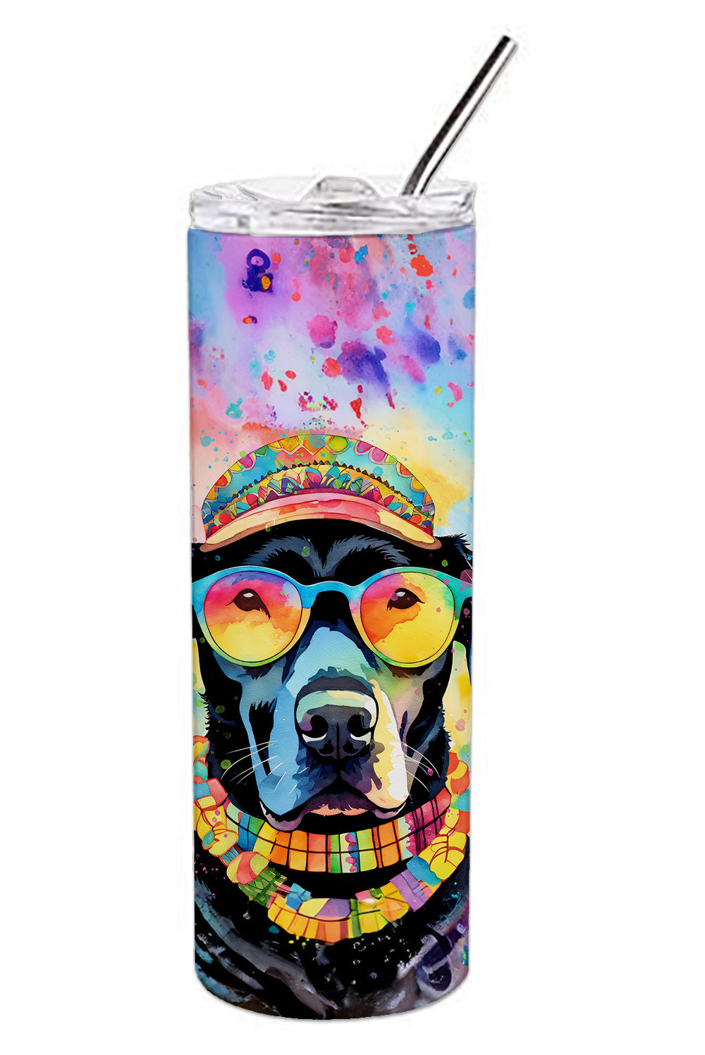 Black Labrador Hippie Dawg Stainless Steel Skinny Tumbler Vacuum Double Walled Reusable Insulated Tumbler Travel Cup for Coffee Cocktails Gift with Lid, 20 oz - Renee Lane Company