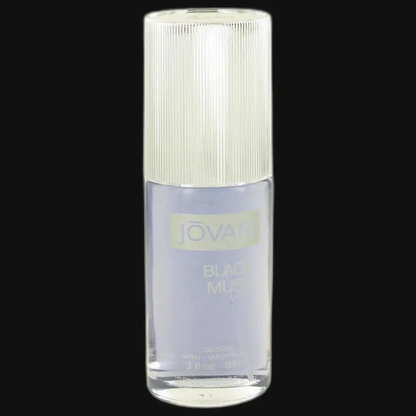 Jovan Black Musk men's cologne spray bottle, ribbed white cap