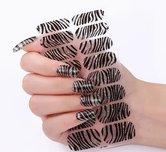 Black Zebra Gel Nails - Renee Lane Company