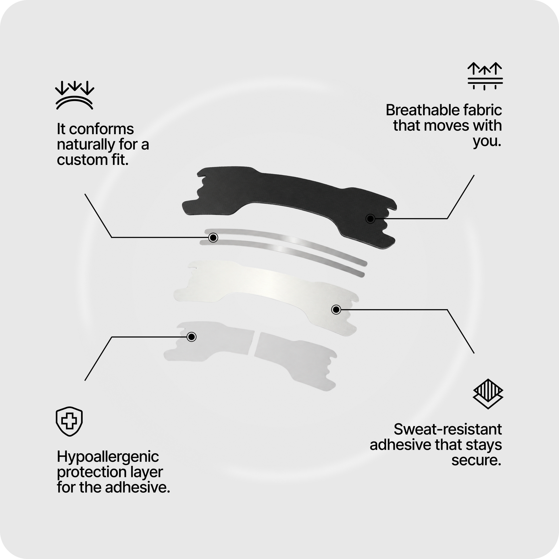 Nasal strips application diagram with two strip positions on nose