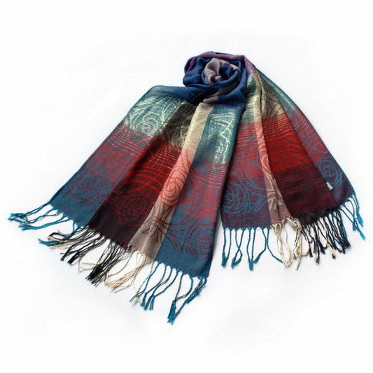 Blancho Bedding -Pa-a09-1 Moon & Stars & Roses Elegant Fashion Smooth Touch Tassel Ends Pashmina/Shawl/Scarf - Renee Lane Company