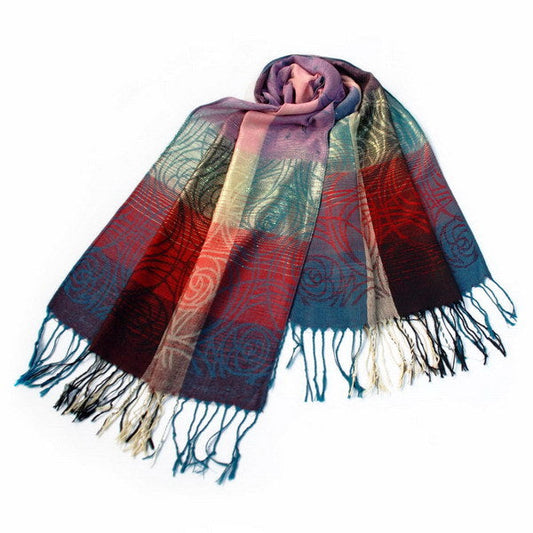Blancho Bedding -Pa-a09-2 Moon & Stars & Roses Elegant Fashion Smooth Touch Tassel Ends Pashmina/Shawl/Scarf - Renee Lane Company