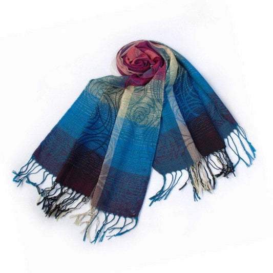 Blancho Bedding -Pa-a09-4 Moon & Stars & Roses Elegant Fashion Smooth Touch Tassel Ends Pashmina/Shawl/Scarf - Renee Lane Company