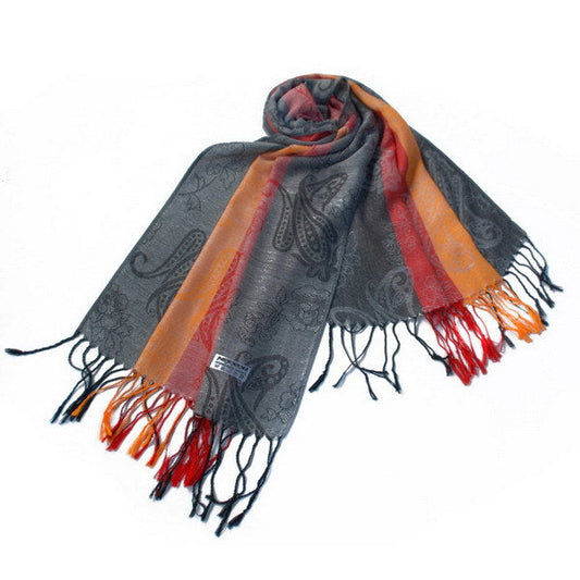Blancho Bedding -Pa-a82-7 Multi-Colors Rose & Paisley National Style Exquisite Soft Tassel Ends Pashmina/Shawl/Scarf - Renee Lane Company