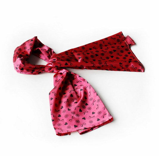 Blancho Deep Pink Lovely BOW & Heart & Blosom Design Romantic Comfy Silk Scarf/Wrap/Shawl(Small) - Renee Lane Company