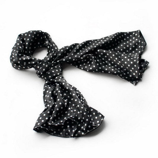 Blando Black Background Small Cute White Dot Design Soft Silk Scarf/Wrap/Shawl(Large) - Renee Lane Company