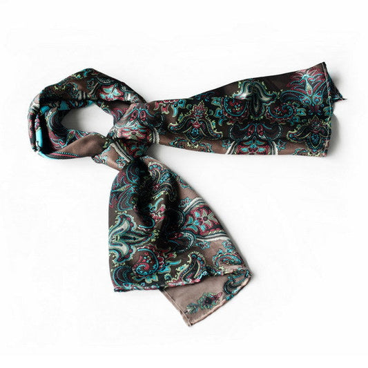 Blando Black & Blue Paisley Patterns Revitalized Style Soft Silk Scarf/Wrap/Shawl(Small) - Renee Lane Company