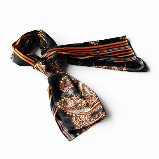 Blando Black Chic Paisley & Stripes Design Fashion Soft Silk Scarf/Wrap/Shawl(Large) - Renee Lane Company