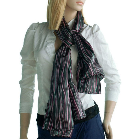 Blando Black Irregular Stripe Chic Exquisitely Soft Luxuriant Silky Scarf/Wrap/Shawl(Large) - Renee Lane Company