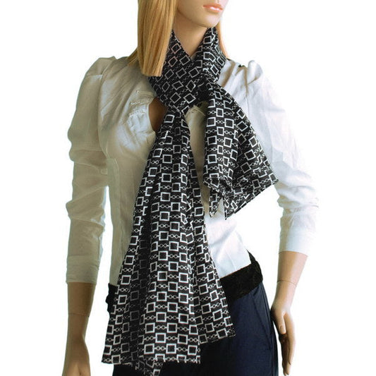 Blando Black Square Chain Design Fashion Luxuriant Silky Scarf/Wrap/Shawl(Large) - Renee Lane Company