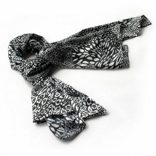 Blando Black & White Distinctive Leopard Animal Print Fashion Soft Silk Scarf/Wrap/Shawl(Small) - Renee Lane Company