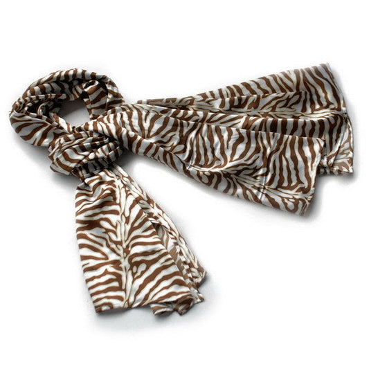 Blando Brown Funky Zebra Animal Pattern super soft Silk Scarf/Wrap/Shawl(Large) - Renee Lane Company