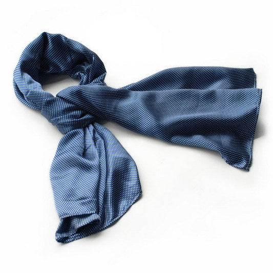 Blando Dark Blue Small Cute Dot Design Campus Style Silk Scarf/Wrap/Shawl(Small) - Renee Lane Company