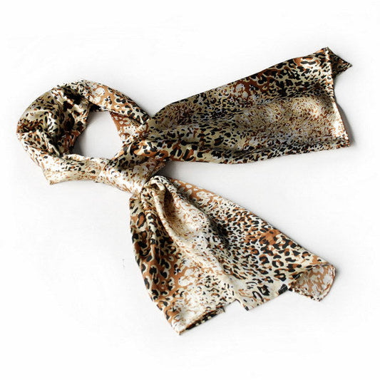 Blando Gold Flowing Leopard Design Elegant Exquisitely Soft Silk Scarf/Wrap/Shawl(Small) - Renee Lane Company