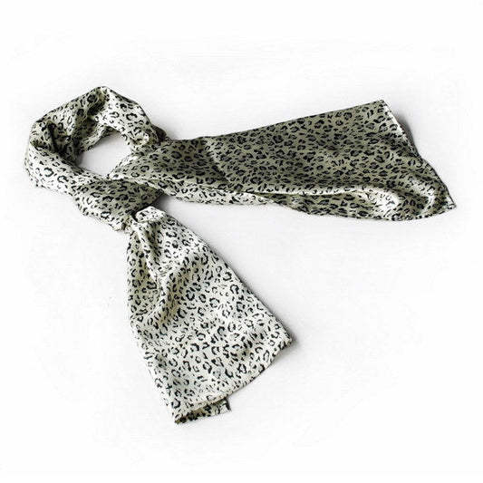 Blando Ivory Leopard Animal Print Elegant Exquisitely Soft Silk Scarf/Wrap/Shawl(Small) - Renee Lane Company