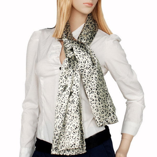 Blando Ivory Leopard Animal Print Elegant Exquisitely Soft Silk Scarf/Wrap/Shawl(Small) - Renee Lane Company