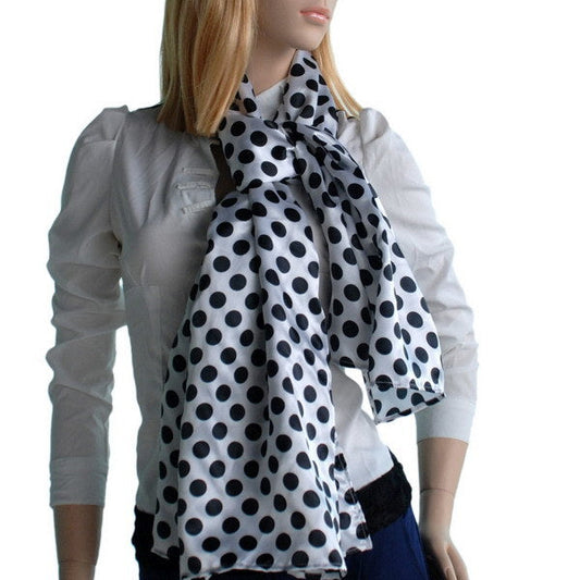 Blando Lovely Black Spots & White Base Design Super Soft Silk Scarf/Wrap/Shawl(Large) - Renee Lane Company