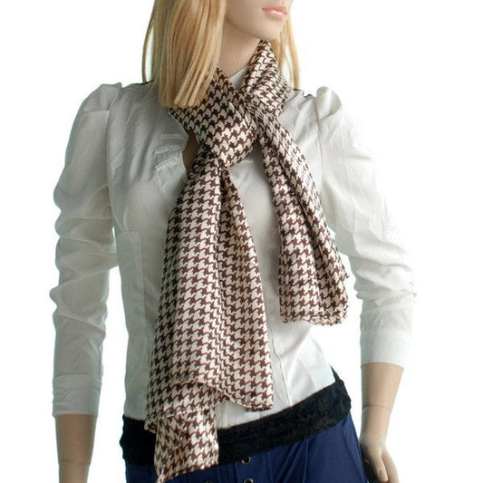 Blando Nobel Brown Plover Design Super Soft Silk Scarf/Wrap/Shawl(Large) - Renee Lane Company