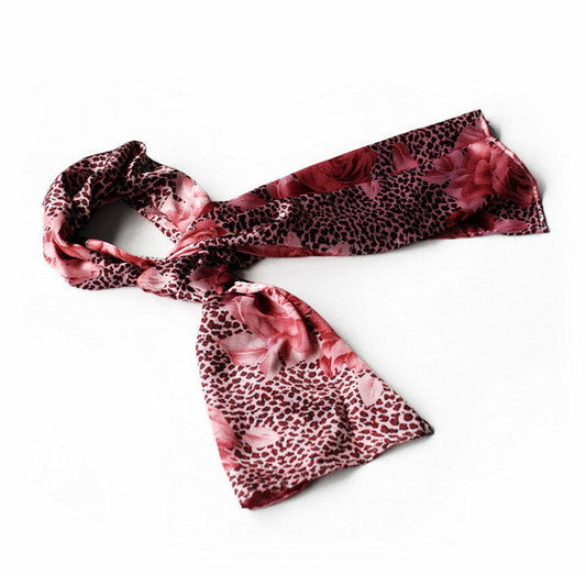 Blando Pink Leopard & Rose Floral Pattern Stylish super soft Silk Scarf/Wrap/Shawl(Large) - Renee Lane Company