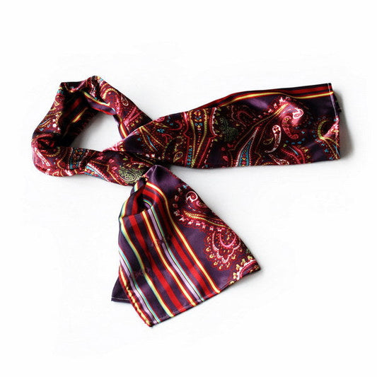 Blando Purple Chic Paisley & Stripes Design Fashion Soft Silk Scarf/Wrap/Shawl(Small) - Renee Lane Company