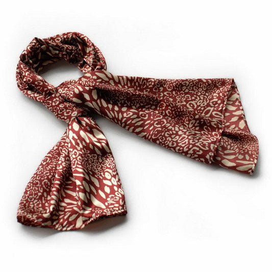 Blando Red & Ivory Distinctive Leopard Animal Print Fashion Soft Silk Scarf/Wrap/Shawl(Small) - Renee Lane Company