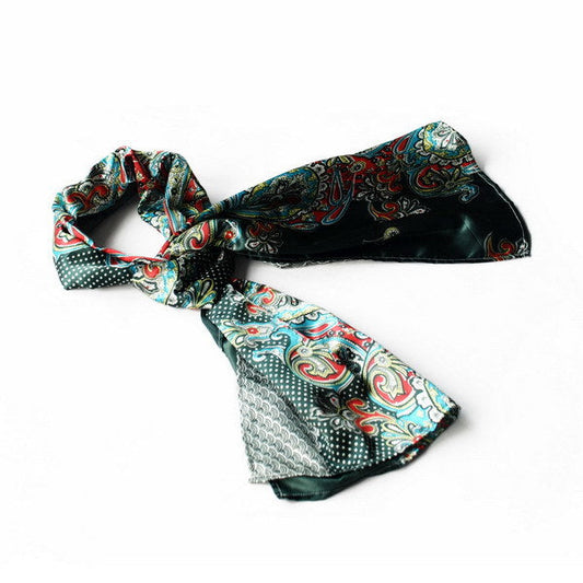 Blando Sega Green Paisley & Multi-Pattern Fashion Graceful Soft Silk Scarf/Wrap/Shawl(Small) - Renee Lane Company
