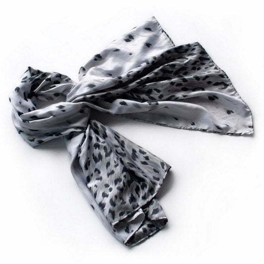 Blando Silver Leopard Design Elegant Delicately Soft Silk Scarf/Wrap/Shawl(Small) - Renee Lane Company