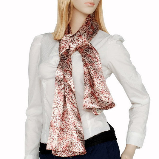 Blando Simple & Decent Warm Pink Tone Background Leopard Print Fashion Silk Scarf/Wrap/Shawl(Small) - Renee Lane Company