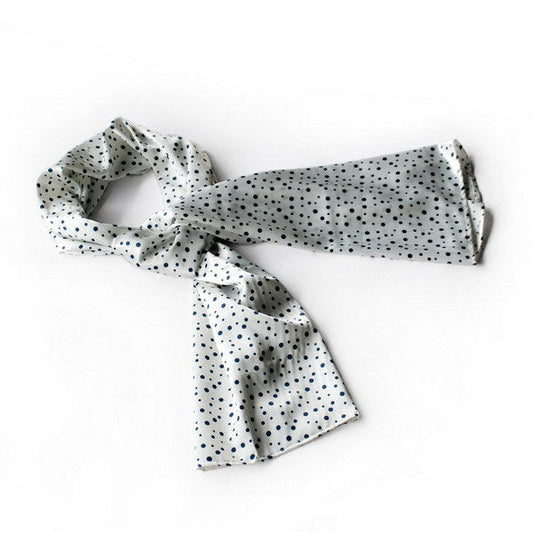 Blando White Background Little Black Dots Douce Extremely Soft Silk Scarf/Wrap/Shawl(Small) - Renee Lane Company